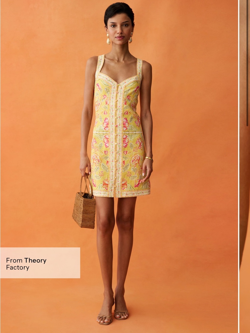 NWT Few Moda Delores Dress size 4 linen ANAYA yellow floral mini sunlit blooms